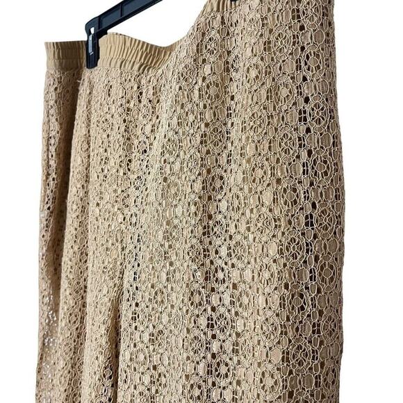 Chicos Womens Lace Overlay Lined Pull On Tapered Leg Tan Beige Pants Ankle 2 / L - Picture 10 of 16